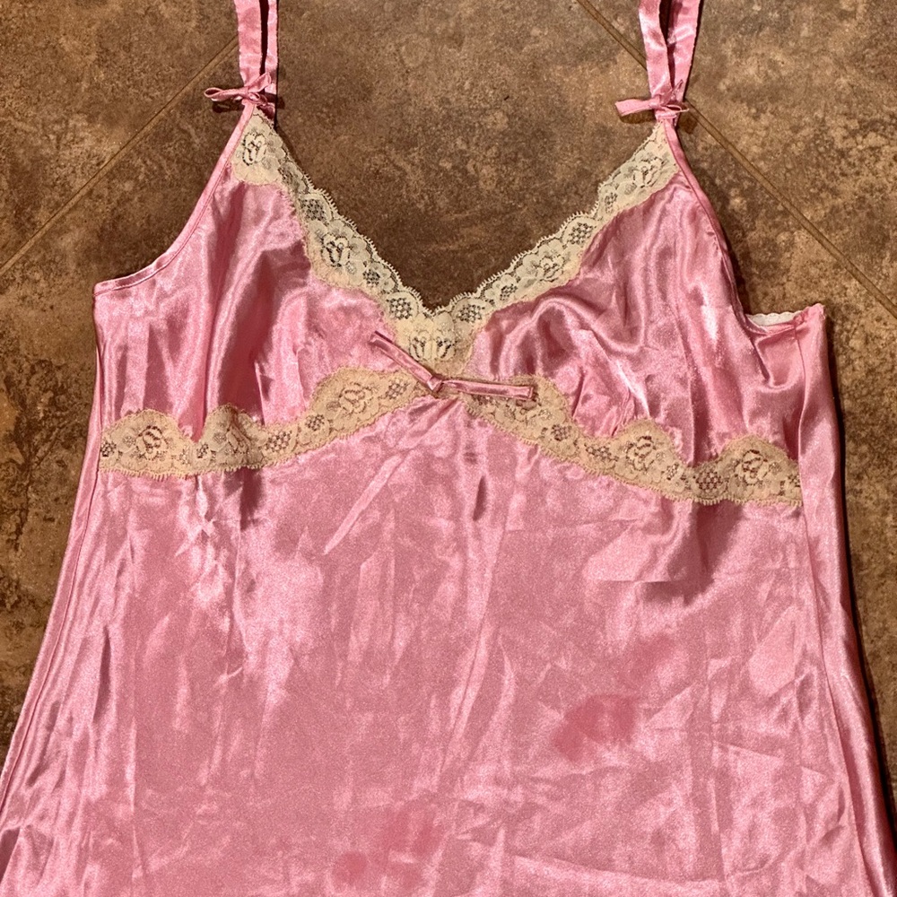 Robert Louis Pink Asymmetrical Dress Satin & Lace dress Y2K Fairycore Coquette - Picture 2 of 11